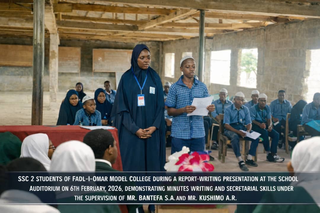 “Report-Writing Presentation Highlights Academic Excellence at Fadl-I-Omar Model College”